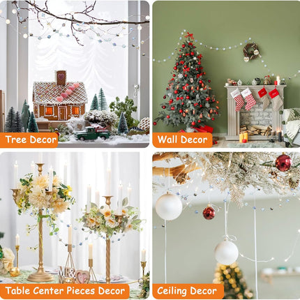 9.8Ft Crystal Glass Ball Garland | 48 Beads Prism Strands Multicolor Decor