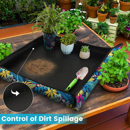Repotting Mat 29.5"x 29.5" – Waterproof, Foldable Potting Tray for Mess Control