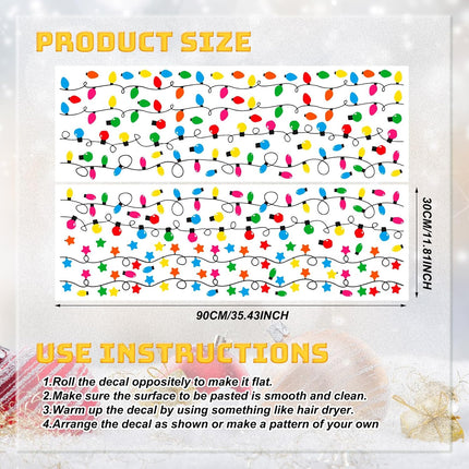 8PCS Christmas Light Wall Stickers – Merry Christmas Window Clings, 2 Sheets