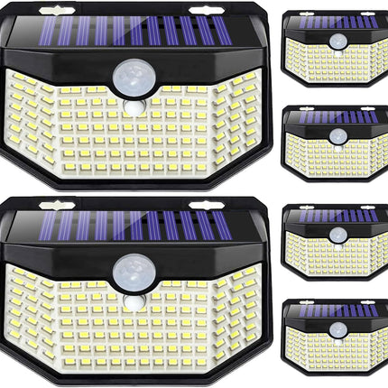6 Pack Solar Outdoor Wall Lights 120 LED Motion Sensor IP65 Waterproof Daylight White
