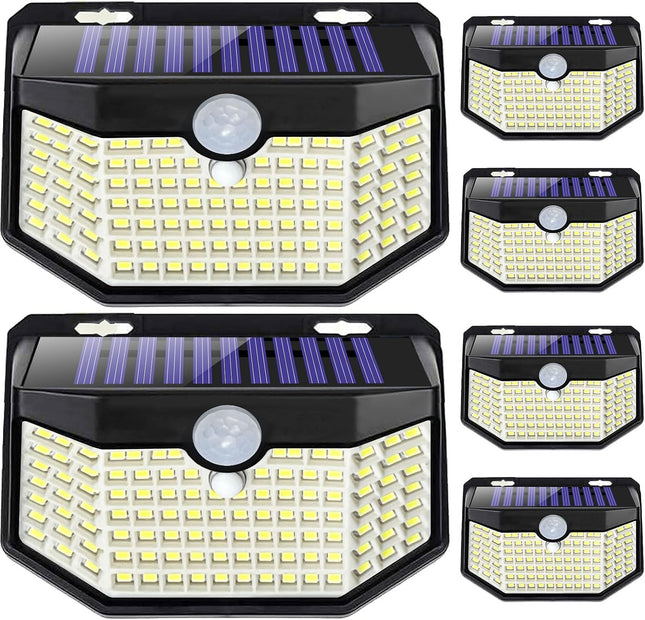 6 Pack Solar Outdoor Wall Lights 120 LED Motion Sensor IP65 Waterproof Daylight White