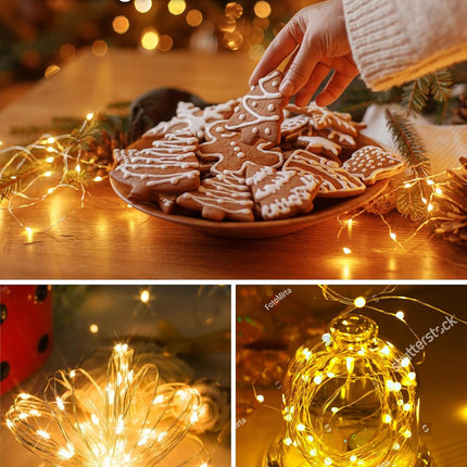 6PCS 7Ft Mini String Fairy Lights – Battery Powered Warm White Xmas Lights