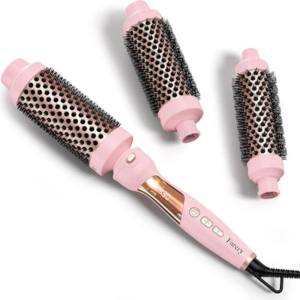 3PCS Interchangeable Curling Iron Set with Ceramic Hot Brush for Hair