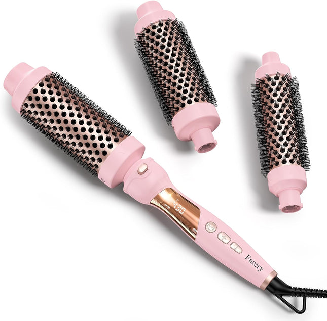 3PCS Interchangeable Curling Iron Set with Ceramic Hot Brush for Hair