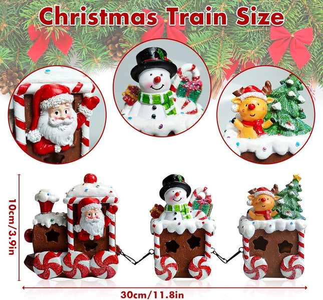 LED Christmas Train Set Indoor Decoration with Gingerbread Figurines for Table