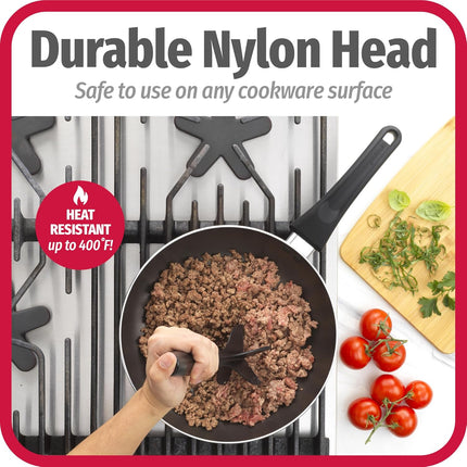 2-Pack Heat-Resistant Nylon Meat Choppers with 5-Blade Heads – Black