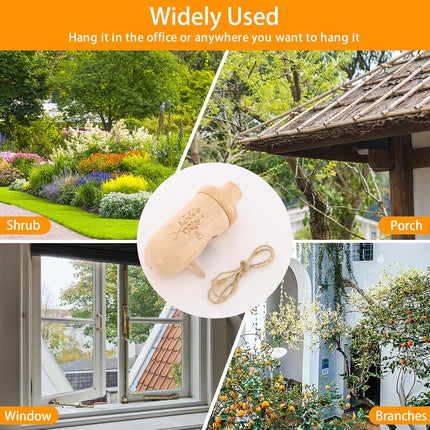 3 Pack Hummingbird Houses – Natural Wood Outdoor Hanging Bird Homes