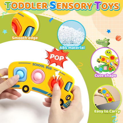3PC Pop It Fidget Sensory Toys for Toddlers, Airplane Travel Activities, Ages 1-3