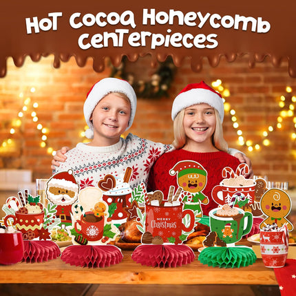9pcs Hot Cocoa Christmas Centerpieces – Gingerbread & Marshmallow 3D Table Toppers