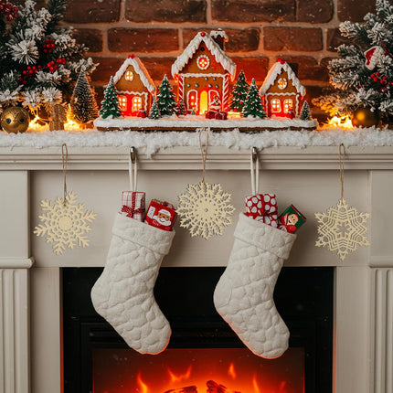 27-Piece Wooden Snowflake Ornaments – Christmas Hanging Embellishments for Holiday Crafting