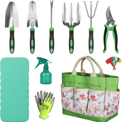 11Pcs Garden Tools Set with Bag, Gardening Hand Tool Kit, Gifts for Gardeners
