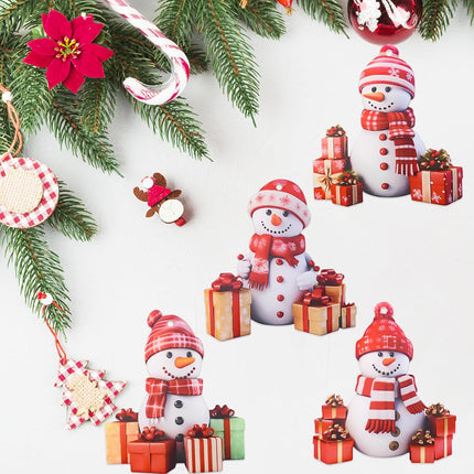 4 Pack Cute Snowman Hanging Ornaments – Acrylic Xmas Decor for Tree & Wreath
