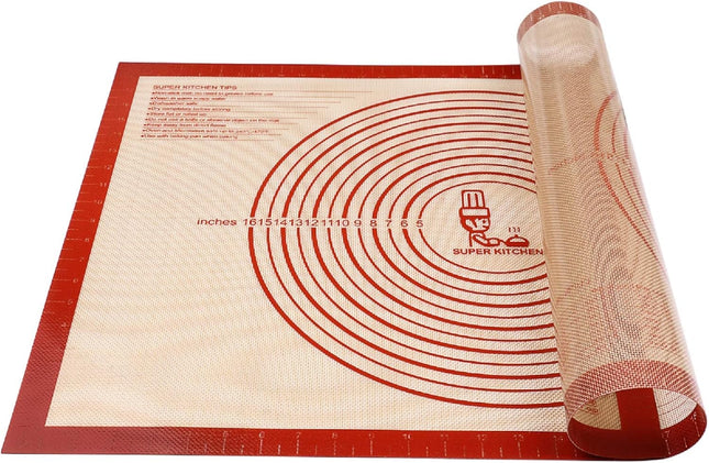 Extra Large Silicone Pastry Mat 28x20 Non Stick Baking Dough Rolling Mat Red
