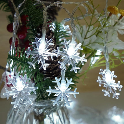Christmas Snowflake String Lights – 20ft 40 LED Battery Operated Xmas Decor