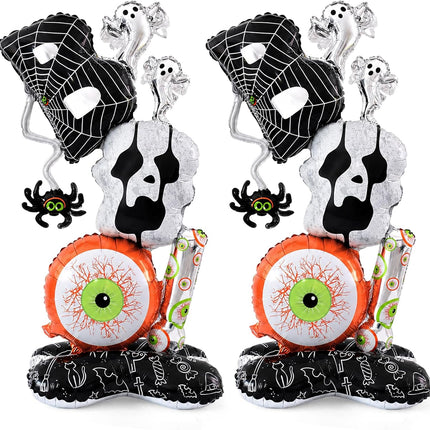 2-Pack 3.8FT Standing BOO Balloons with Base, Halloween Party & Haunted House Decor