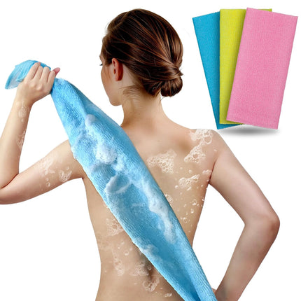 3-Pack Japanese & Korean Exfoliating Washcloths – Body Scrub & Shower