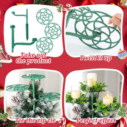 14" Christmas Tree Topper Holder – Triple Tier Support Stand with Green Rod