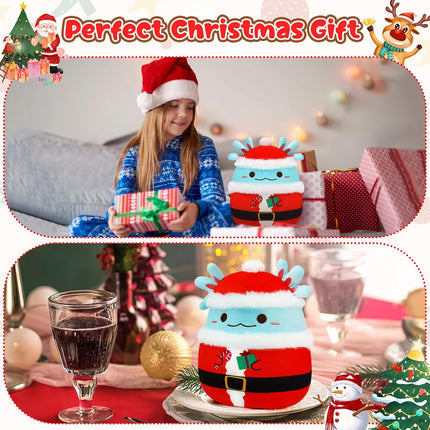 8" Christmas Axolotl Plush Toy – Soft Stuffed Animal Pillow for Kids & Adults