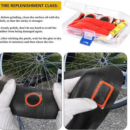 80PCS Bike Tire Repair Kit, Self-Adhesive Patches with Storage Box & Valve Converter