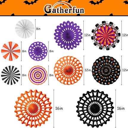 Halloween Party Decorations Set, Spooky Banner, Paper Fans & Dot Garland for Party