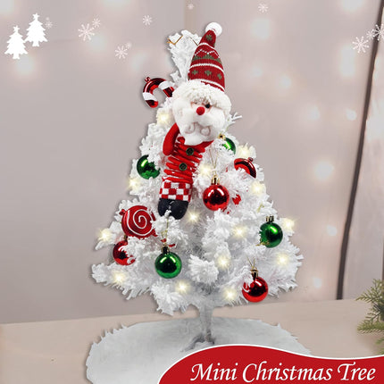 24-Inch Mini Artificial Christmas Tree 2 FT Lighted Tabletop with Santa Claus Doll Festive Decor