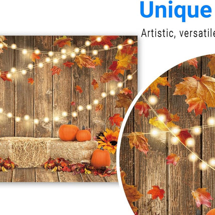 Fall Harvest Backdrop 7x5ft – Pumpkin, Maple Leaves, Photo Booth Prop