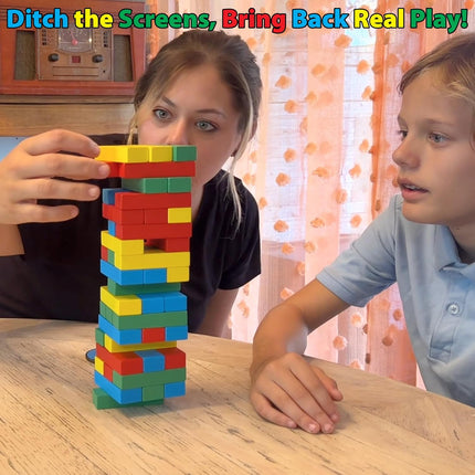 Rainbow Stack Wooden Blocks Stacking Game Balance Family Party Ages 6+