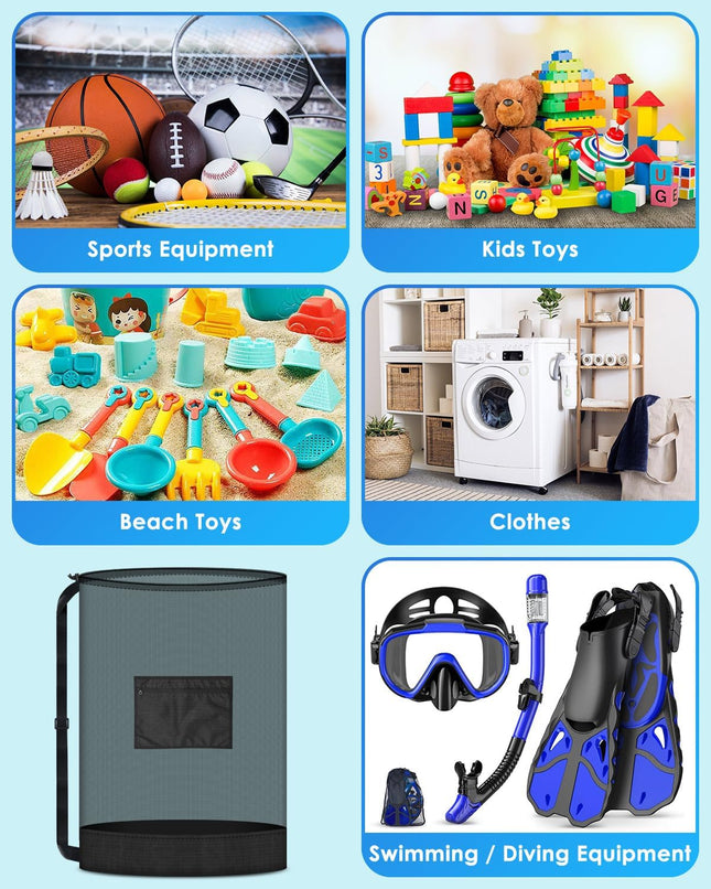 Extra Large 100L Soccer Ball Bag – Drawstring Mesh, Zipper Pocket for Sports