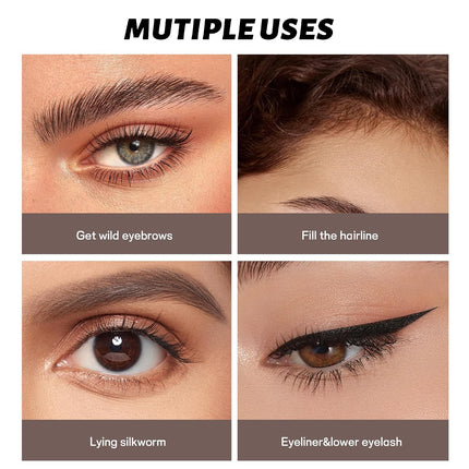 2PCS Waterproof Microblading Eyebrow Pens, 4-Tip Hair-Like Brow Pencil, Medium Brown