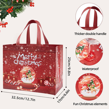 8-Pack Large Christmas Gift Bags Non-Woven Tote Bags Wrapping Party Favors 12.8"x9.8"x6.7"