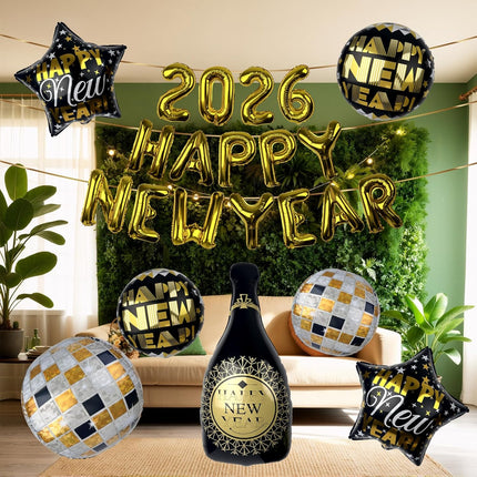 2026 Giant 40in Balloons NYE Party Decorations Happy New Year Supplies