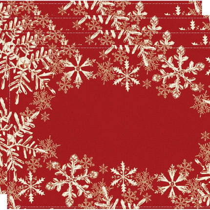 Red Snowflake Christmas Placemats – Set of 4 Winter Table Mats 12x18"