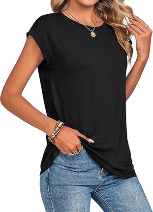 Women’s Summer Casual Cap Sleeve Tops Business Dressy Trendy Fashion Shirts