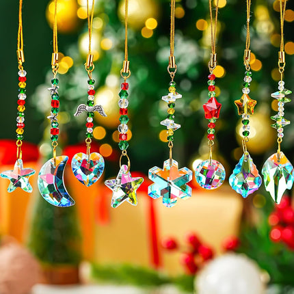 12PCS Mini Crystal Glass Christmas Suncatchers – 0.7" Round Hanging Decor