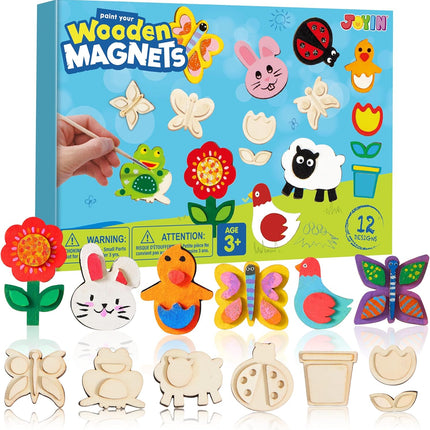 12 Wooden Magnet Painting Kit – DIY Arts & Crafts Gift for Kids