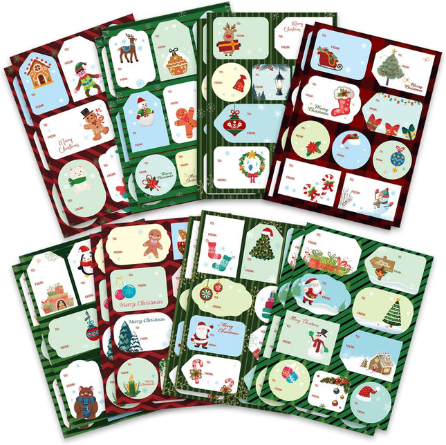 138PCS Christmas Gift Tags Stickers To/From Name Labels for Holiday Gift Wrapping
