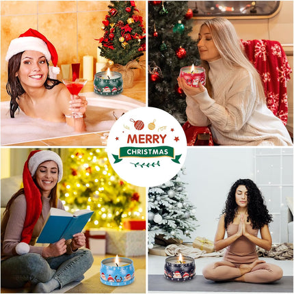 4PCS Christmas Scented Candles for Women Soy Wax Aromatherapy Gift Set