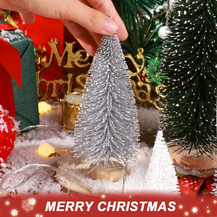 6PCS Small Bottle Brush Christmas Trees, Indoor Outdoor Tabletop Holiday Decor