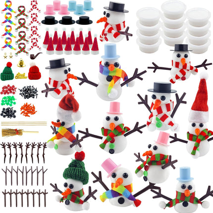 12-Pack Snowman Kits Fun Build-a-Snowman Craft for Kids & Winter Family Activities
