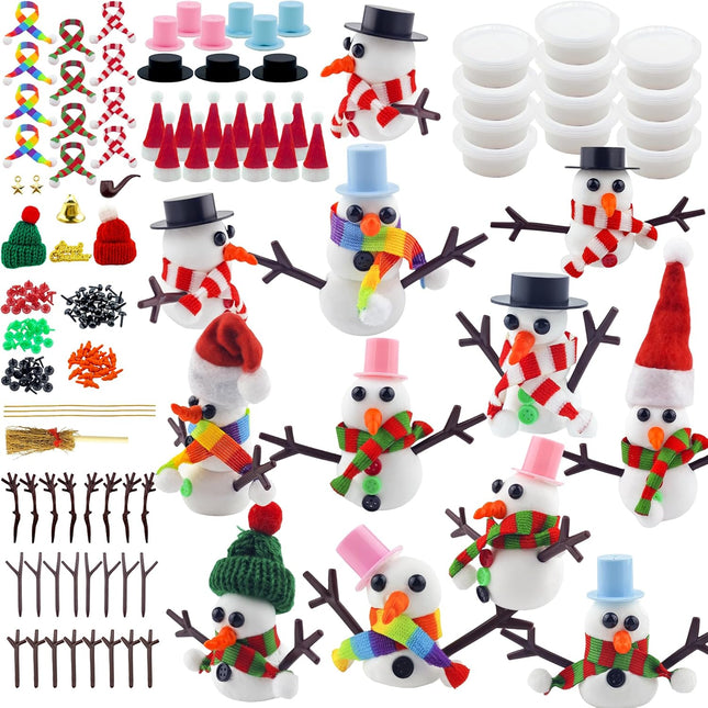12-Pack Snowman Kits Fun Build-a-Snowman Craft for Kids & Winter Family Activities