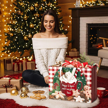 12-Pack XL Christmas Gift Bags – 17" Reusable Totes with Handles for Gifts