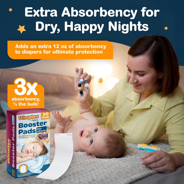 Baby Diaper Booster Pads – Dimples Doubler, One Size Fits All, 60 Pack