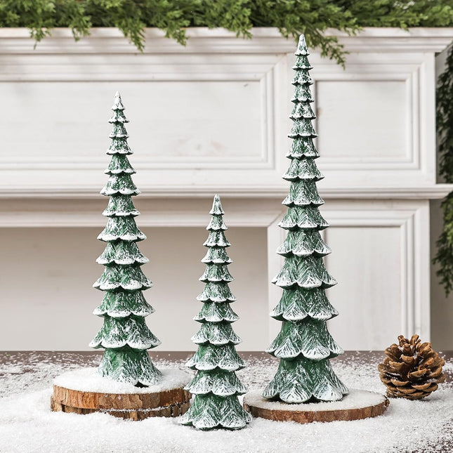 3PCS Resin Christmas Tree Decorations | Slim Cedar Table Ornaments