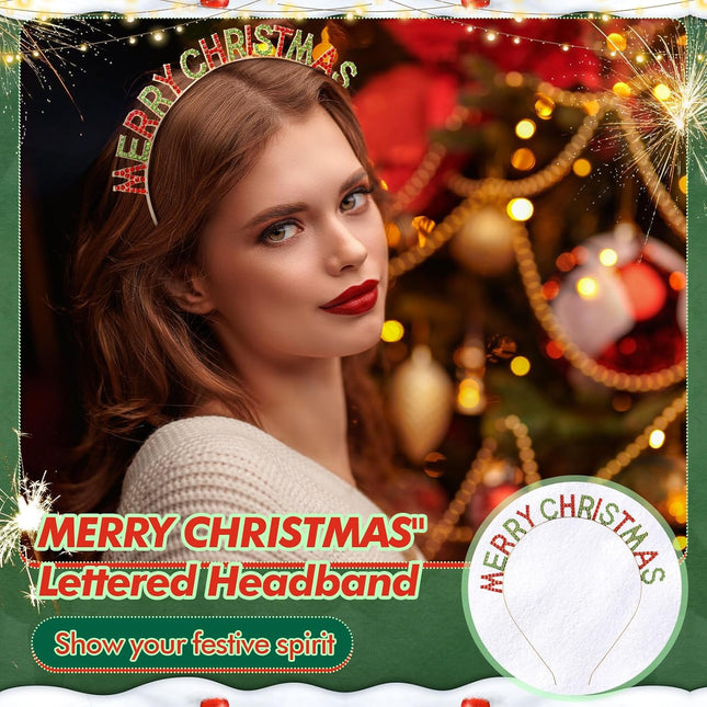2 Pack Christmas Rhinestone Headbands – Crystal Hair Accessories for Women & Girls