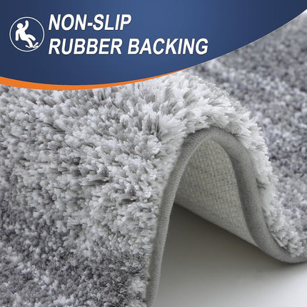 Grey Bathroom Rug 30x20 Microfiber Bath Mat Soft Absorbent Rubber Backing