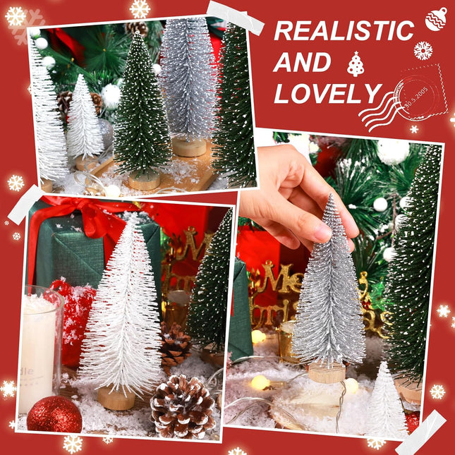 6PCS Small Bottle Brush Christmas Trees, Indoor Outdoor Tabletop Holiday Decor