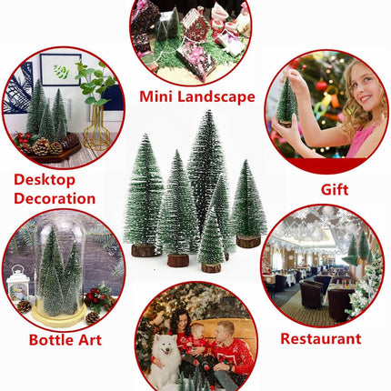 6PCS Mini Christmas Trees – Artificial Bottle Brush Tabletop Decor with Base