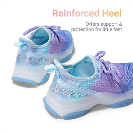 Girls Slip-On Sparkle Sneakers Lightweight Jelly Sole Walking Shoes for Kids