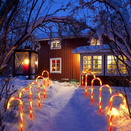 24-Pack Solar Candy Cane Pathway Lights, 8 Modes, Waterproof Xmas Yard Decor