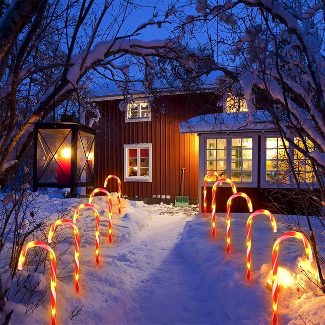 24-Pack Solar Candy Cane Pathway Lights, 8 Modes, Waterproof Xmas Yard Decor